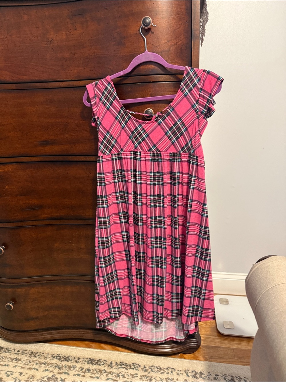 Emerald Pink Plaid Knit Dress